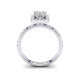 Gabriano Miray 8 tırnaklı tektaş yüzük; GIA-HRD sertifikalı cushion pırlanta ve beyaz altın montürün yandan görünüşü